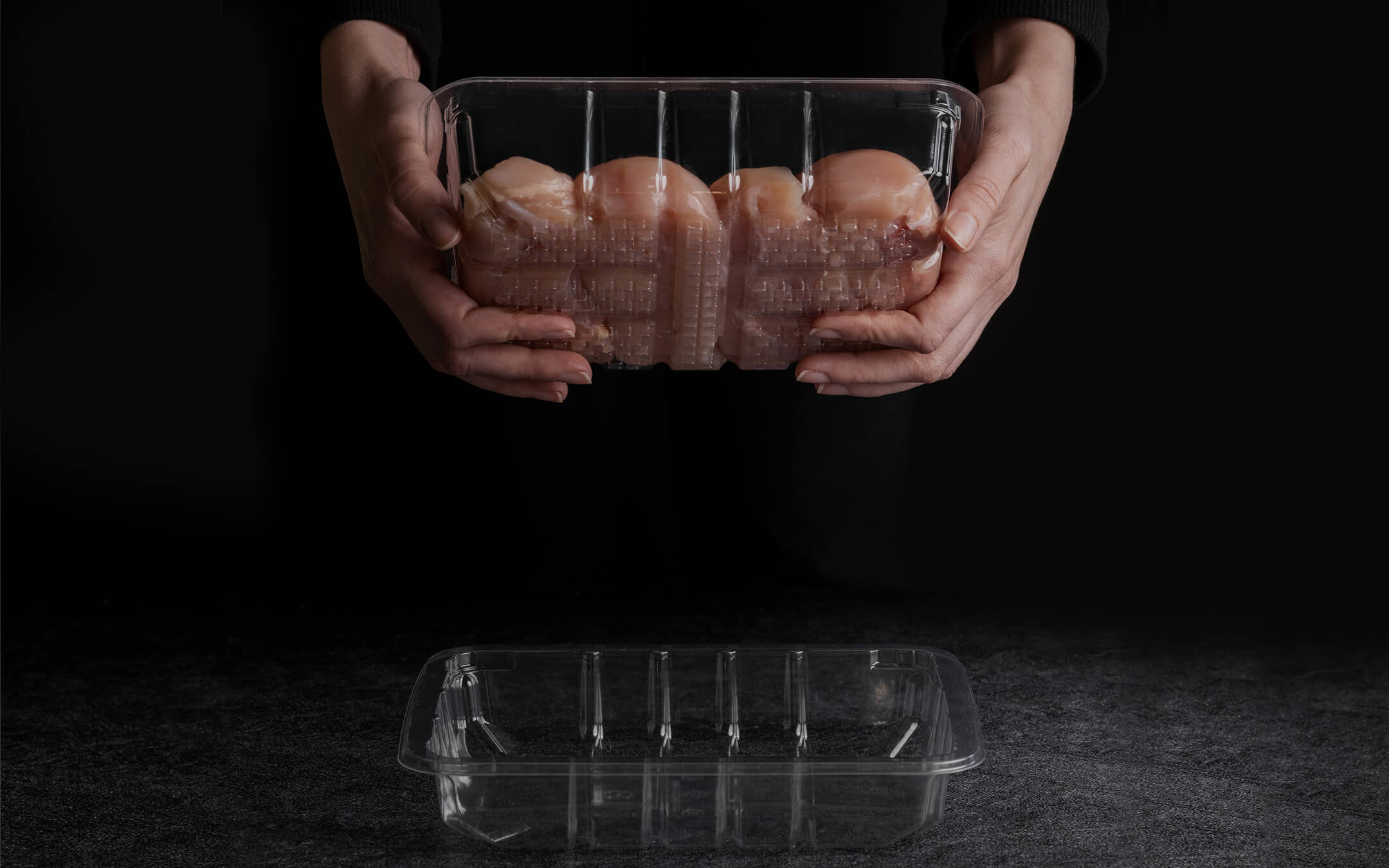 Yucca Packaging modified atmosphere packaging (MAP) tray packed with chicken fillets.