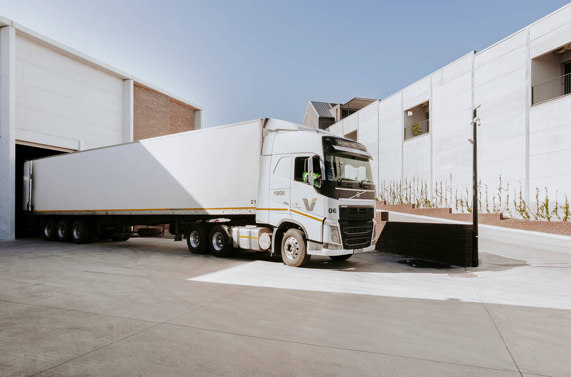 Container packing and offloading area at Yucca Packaging.